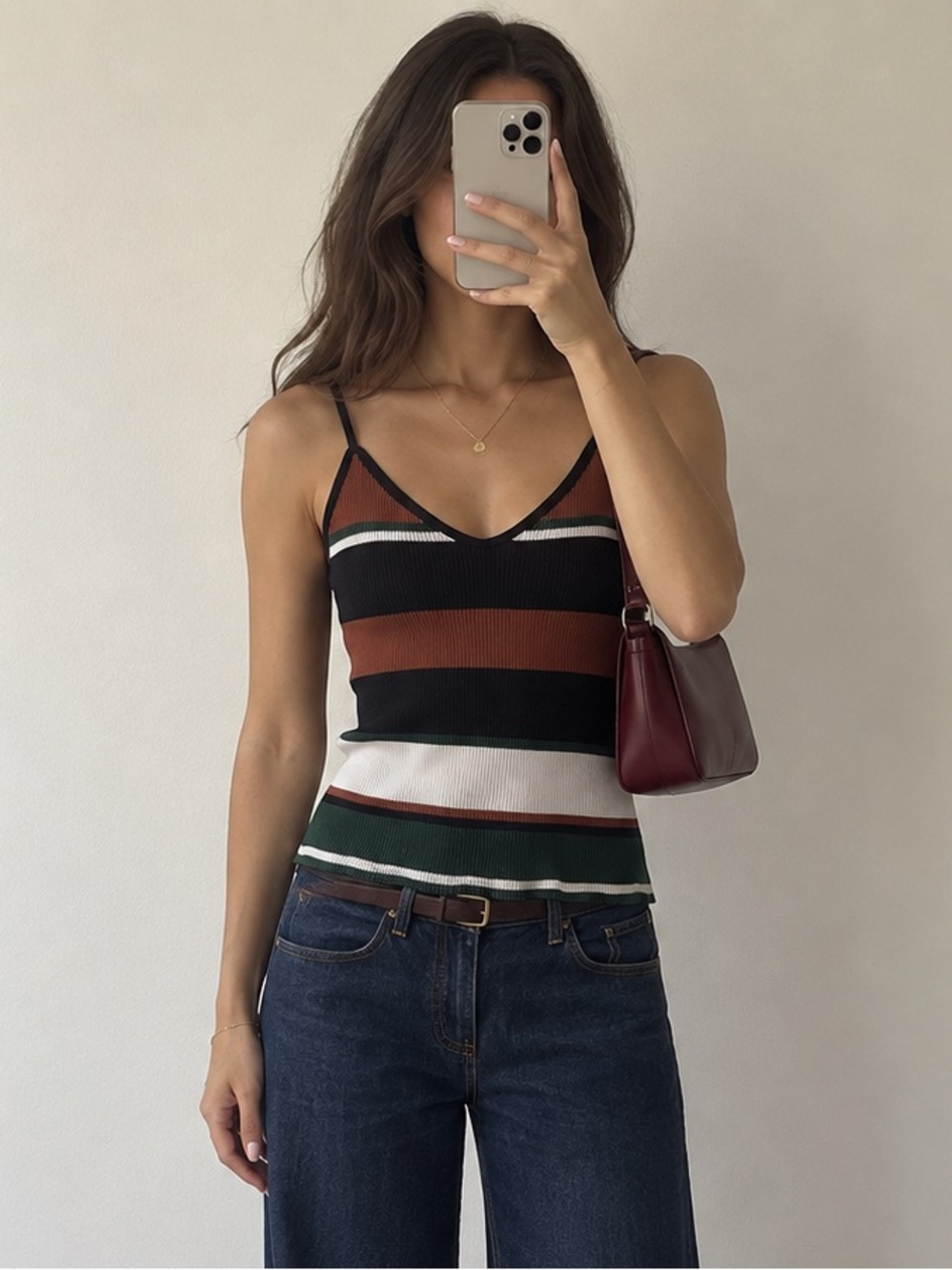 Striped Ribbed Knit Camisole